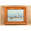 Image 2 : Vintage 1980 Daniel Maldonado 34x27.5 Framed Western Cowboy Winter Landscape Original Painting