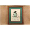 Image 7 : Framed Chris Ledoux Original Colored Pencil Ink Illustration Silk Scarf Cowboys Night Mare