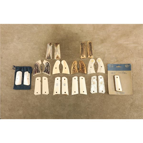 Antique Mixed Lot Of 5 Assorted Vintage Revolver And Pistol Grip Sets, Colt, S&w, And Saa Variants