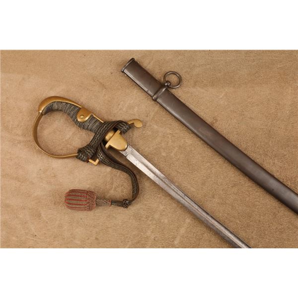 Antique Imperial German M1889 Infantry Officer Sword 31.5" Etched Blade Portepee In Scabbard