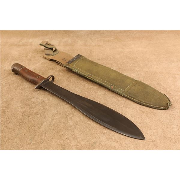 Antique Wwii 1944 Australian Lithgow Mk1 11.54" Steel Machete Bayonet W Rmh 1944 Canvas Sheath