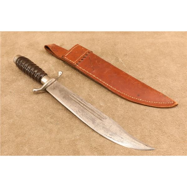 Antique 1900s Collins Legitimus No 17 2 Ton 10" Steel Bowie Machete Knife W Replacement Sheath