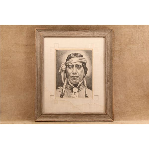 Vintage 1939 Charles Strausenback Ltd Ed 4/50 Awa Tsireh Pueblo Portrait Lithograph Print