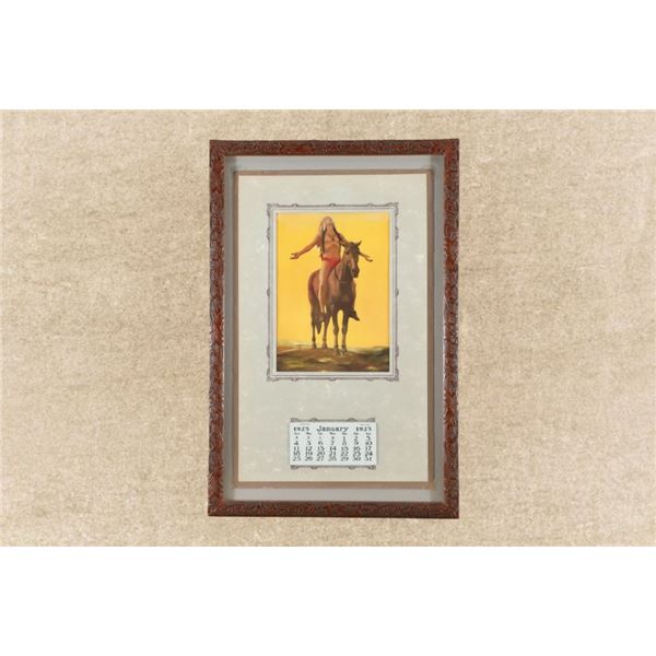 1925 Calendar Featuring Cyrus Dallin "appeal To The Great Spirit" 13" X 19.75" Framed Print