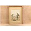 Image 12 : 4pc Ab Frost Signed Original Ink Drawing Framed Hunting Prints & Utica Duxbak Tin Sign Art Lot