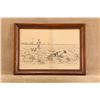 Image 28 : 4pc Ab Frost Signed Original Ink Drawing Framed Hunting Prints & Utica Duxbak Tin Sign Art Lot