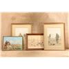 Image 6 : 4pc Ab Frost Signed Original Ink Drawing Framed Hunting Prints & Utica Duxbak Tin Sign Art Lot