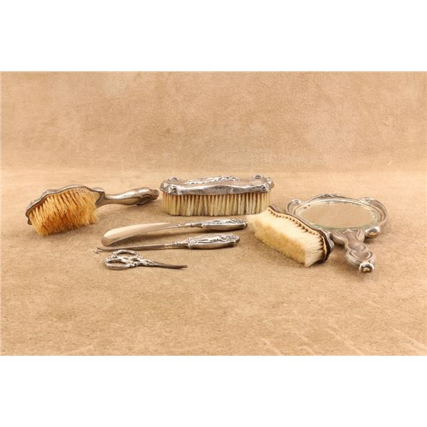 Antique Webster Co. Sterling Silver Art Nouveau 7 Piece Dresser Set, 1903-1910s
