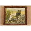 Image 1 : Antique 1900s Alexander Pope Pointer With Pheasant 22x18 Wood Faux-bois Framed Lithograph Print