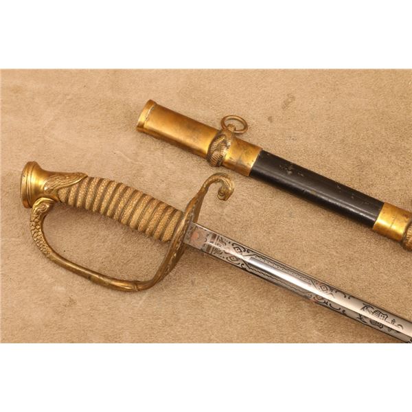 United States, Navy, Post-wwii, Unbranded, Model 1852, Steel, Officers Etched Dress Sword