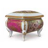 Image 2 : Limoges France Porcelain Footed Box With Hand-Painted Romantic Scenes and Gold Trim