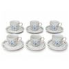 Image 1 : La Rose Des Sables Limoges Fine Porcelain Cups and Saucers Set of 6 Blue Floral
