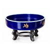 Image 1 : Limoges France Porcelain Bowl, Véritable Bleu de Four, With Metal Stand
