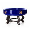 Image 2 : Limoges France Porcelain Bowl, Véritable Bleu de Four, With Metal Stand