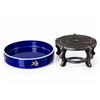 Image 3 : Limoges France Porcelain Bowl, Véritable Bleu de Four, With Metal Stand