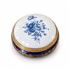 Image 1 : Limoges FN France Lidded Porcelain Box, Blue and White Floral with Gilt Accents