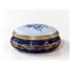 Image 2 : Limoges FN France Lidded Porcelain Box, Blue and White Floral with Gilt Accents