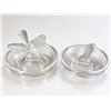 Image 1 : Sèvres France Crystal Bird Ring Dishes Frosted and Clear Glass
