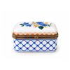 Image 1 : Versailles Limoges French Porcelain Box with Blue Floral Design and Brass Mounts