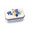 Image 2 : Versailles Limoges French Porcelain Box with Blue Floral Design and Brass Mounts