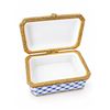 Image 3 : Versailles Limoges French Porcelain Box with Blue Floral Design and Brass Mounts