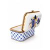 Image 4 : Versailles Limoges French Porcelain Box with Blue Floral Design and Brass Mounts