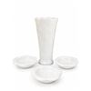 Image 1 : White Glass Hobnail Vase With Scalloped Edge And Three Matching Bowls
