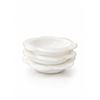 Image 5 : White Glass Hobnail Vase With Scalloped Edge And Three Matching Bowls