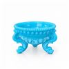 Image 1 : Blue Glazed Ceramic Three-Legged Bowl with Decorative Shell and Dolphin Motifs