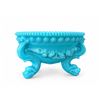 Image 3 : Blue Glazed Ceramic Three-Legged Bowl with Decorative Shell and Dolphin Motifs