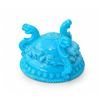 Image 4 : Blue Glazed Ceramic Three-Legged Bowl with Decorative Shell and Dolphin Motifs