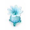 Image 2 : Blue Opalescent Tripod Art Glass Vase with Scrollwork Decoration