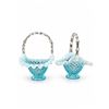 Image 3 : Blue Opalescent Hobnail Glass Baskets with Clear Twisted Handles