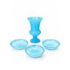 Image 1 : Blue Art Glass: One Urn-Shaped Vase and Three Round Shallow Bowls