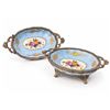 Image 1 : Sèvres Style Porcelain and Gilt Metal Footed Bowls, Blue Floral, Marked Sèvres Style