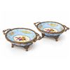 Image 2 : Sèvres Style Porcelain and Gilt Metal Footed Bowls, Blue Floral, Marked Sèvres Style