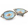 Image 3 : Sèvres Style Porcelain and Gilt Metal Footed Bowls, Blue Floral, Marked Sèvres Style
