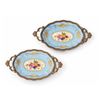 Image 4 : Sèvres Style Porcelain and Gilt Metal Footed Bowls, Blue Floral, Marked Sèvres Style