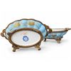 Image 5 : Sèvres Style Porcelain and Gilt Metal Footed Bowls, Blue Floral, Marked Sèvres Style