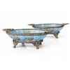 Image 6 : Sèvres Style Porcelain and Gilt Metal Footed Bowls, Blue Floral, Marked Sèvres Style