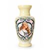 Image 1 : Hand-Painted Opaline Vase with Portrait of Woman and Floral Accents