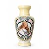 Image 2 : Hand-Painted Opaline Vase with Portrait of Woman and Floral Accents