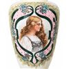 Image 4 : Hand-Painted Opaline Vase with Portrait of Woman and Floral Accents
