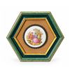 Image 4 : Framed Hexagonal Porcelain Plaques with Romantic Scenes