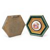 Image 5 : Framed Hexagonal Porcelain Plaques with Romantic Scenes
