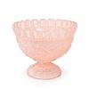 Image 4 : Pink Pressed Glass Pedestal Bowl with Scalloped Edge and Embossed Phoenix Design