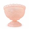 Image 5 : Pink Pressed Glass Pedestal Bowl with Scalloped Edge and Embossed Phoenix Design