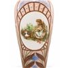 Image 2 : Decorative Pink opaline Vase with Painted Scene of Two Girls and Gold Detailing
