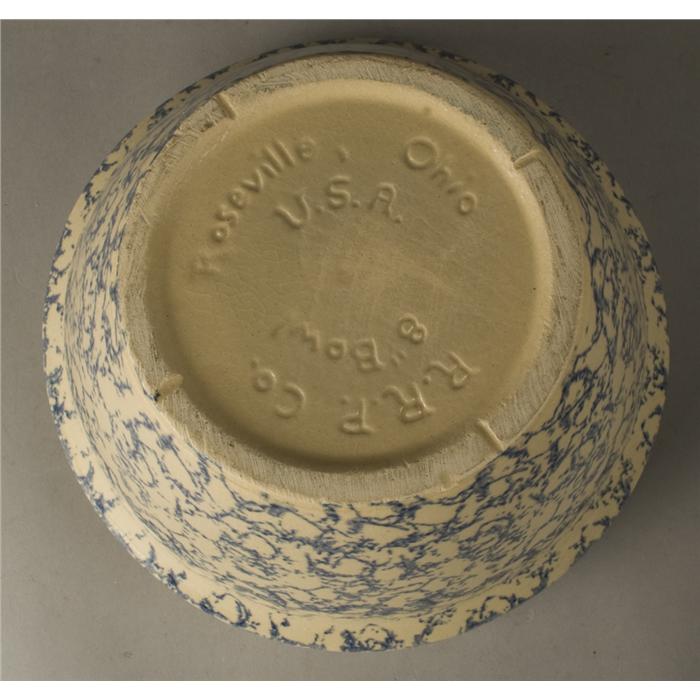 6 Roseville Blue & White Spongeware Bowls