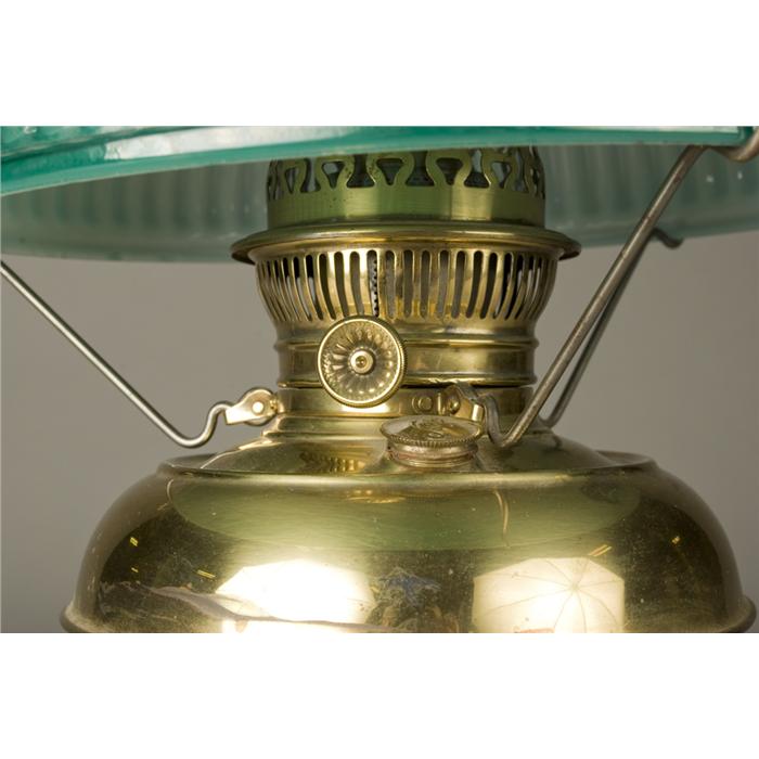 Antique Rayo Brass Oil Lamp and Shade